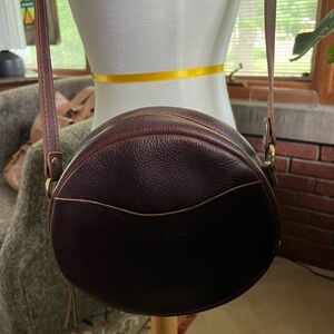 Portland Leather Circle Crossbody Purse - Coldbrew - Large 9” Size